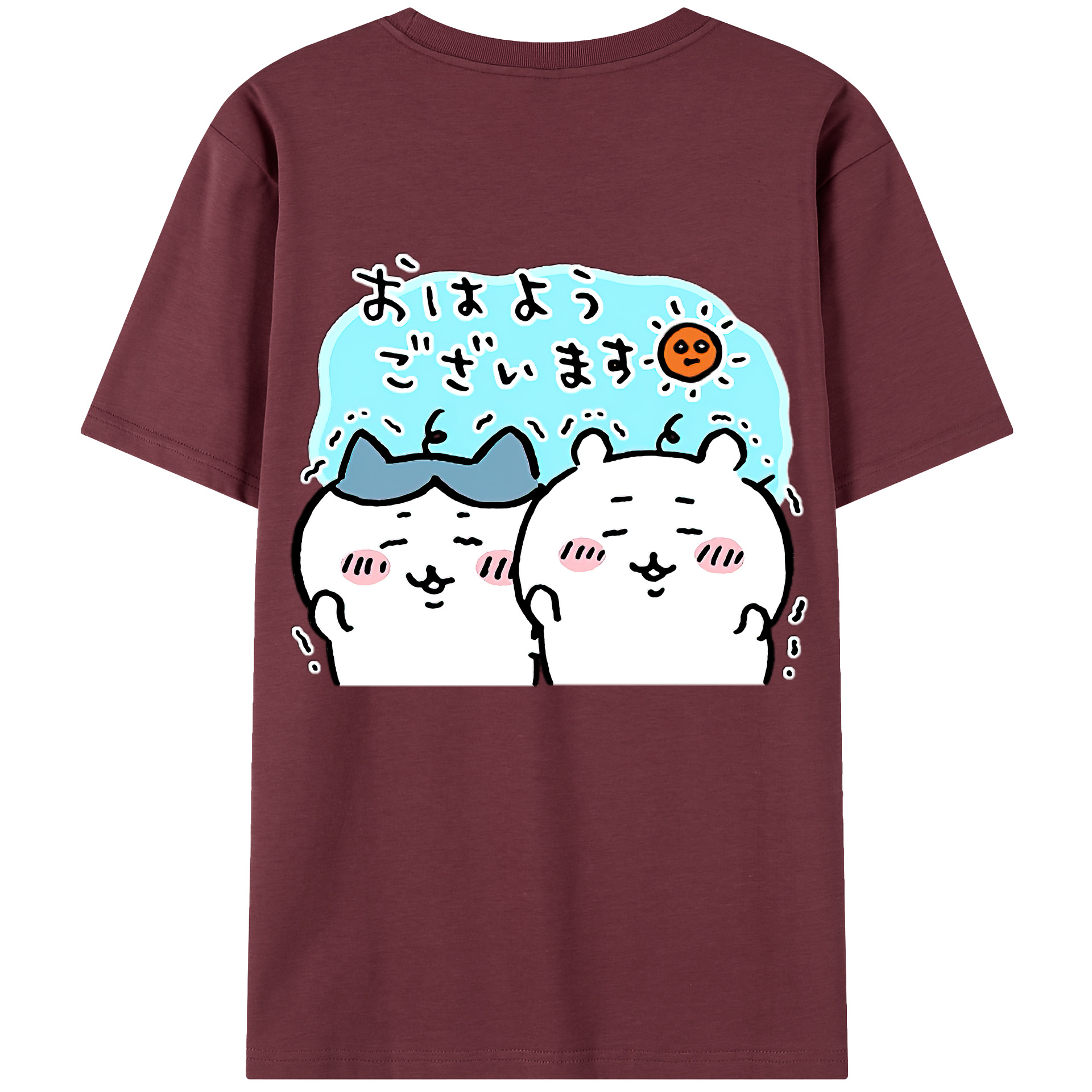 （画像用） ちいかわ ハチワレ Chii-kawa hachiware 綿100％半袖Tシャツ（背面プリント）